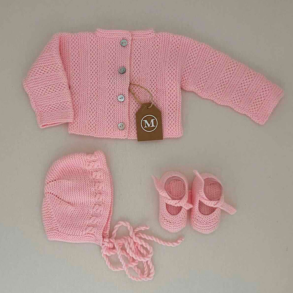 Conjunto Tres Piezas de Lana para Bebés.Talla 0/3