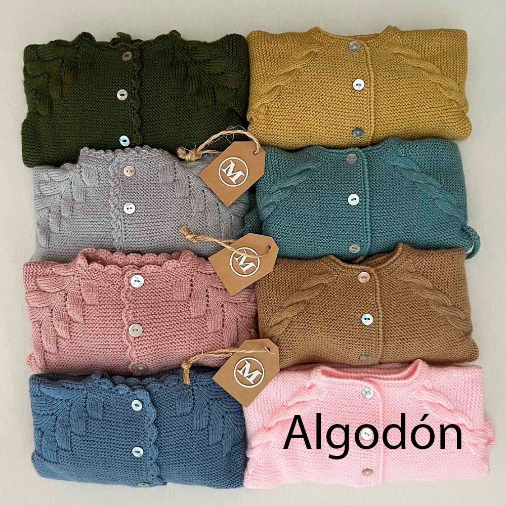 Conjunto Tres Piezas  de Punto en Algodón, talla 6/9