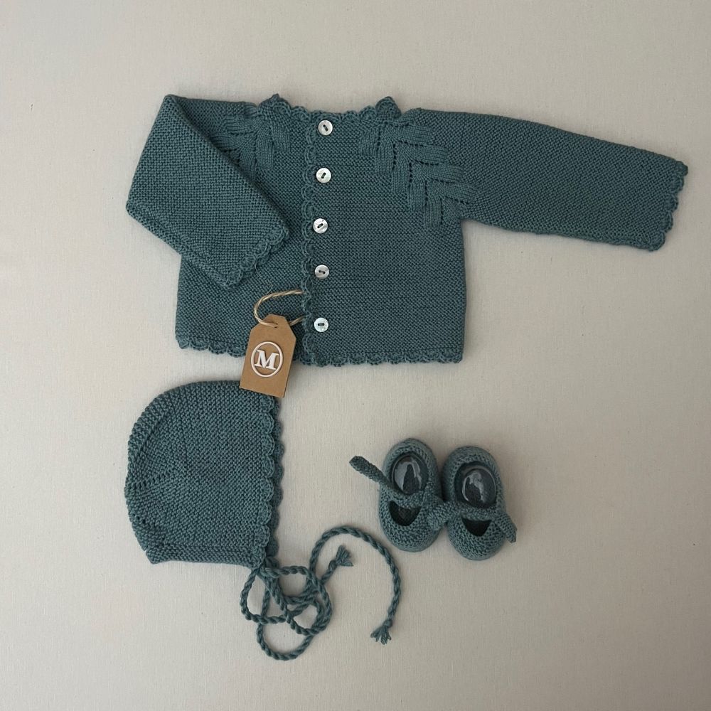 Conjunto Tres Piezas de Lana para Bebés.Talla 0/3