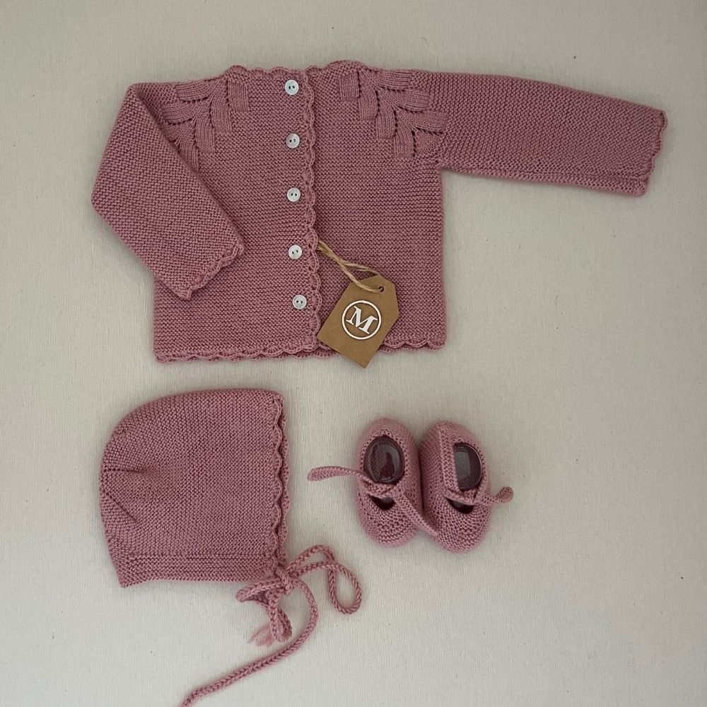 Conjunto Tres Piezas de Lana para Bebés.Talla 0/3