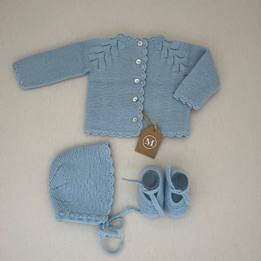 Conjunto Tres Piezas de Lana para Bebés.Talla 0/3