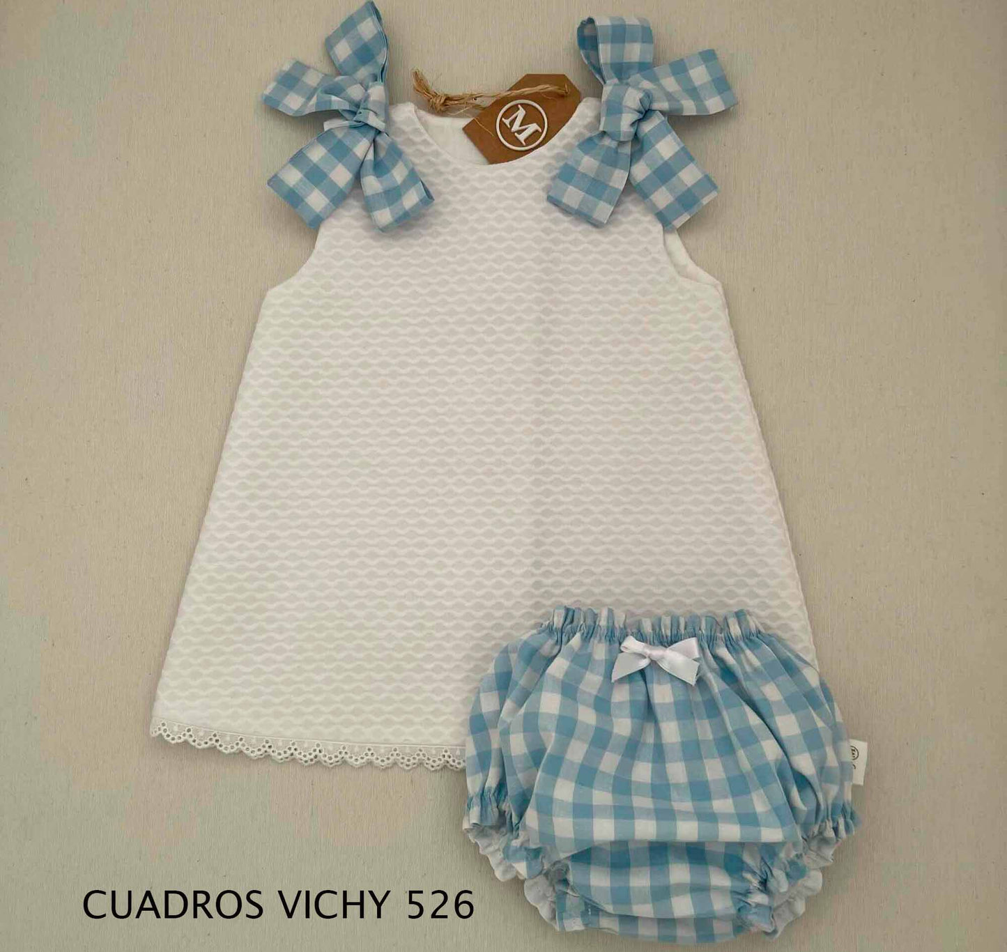 Conjunto Vestido de piqué con lazos