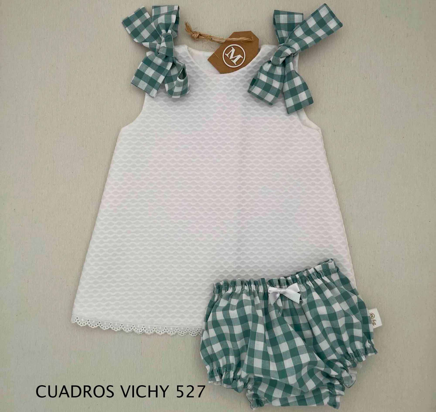 Conjunto Vestido de piqué con lazos